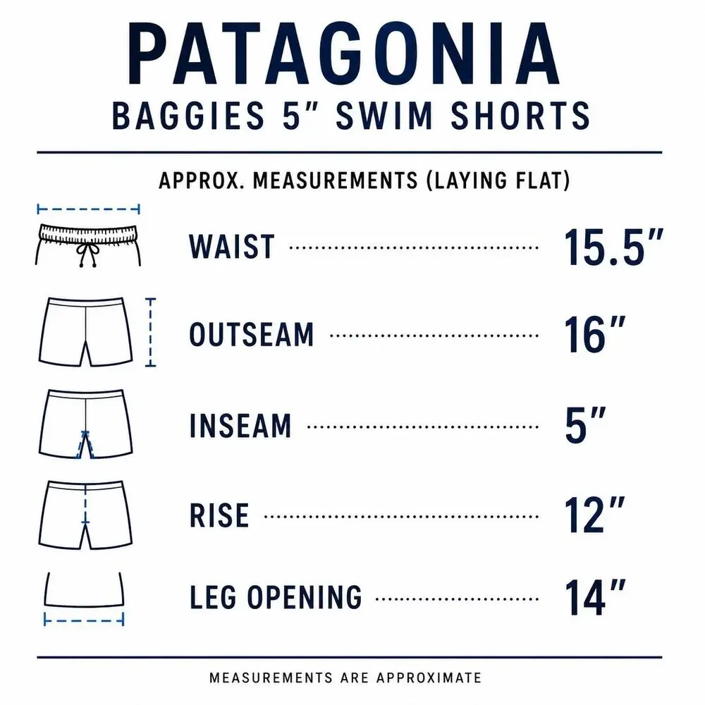 Men’s Patagonia Baggies 5” Swim Trunks Blue Mesh Lined Shorts Large